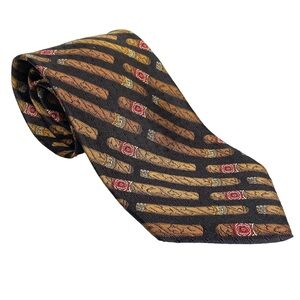 Robert Talbott Best of Class Nordstrom Cigars Silk Neck Tie Gold Black USA
